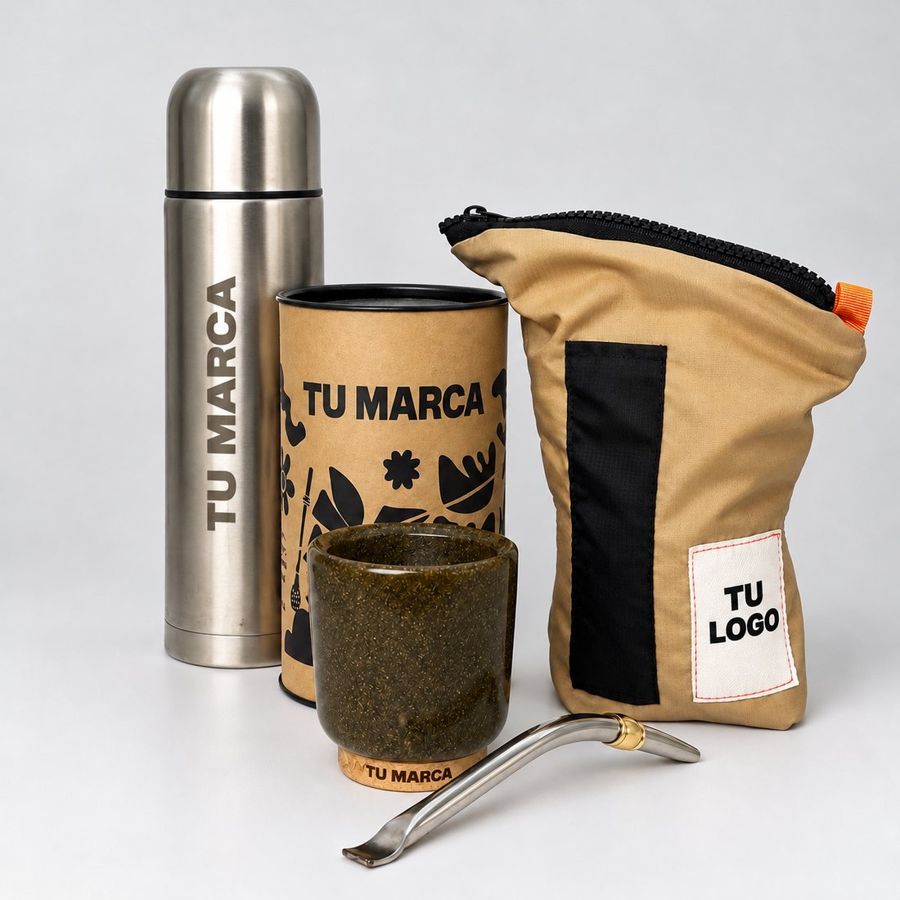 Combo with mate, thermos, yerbera and tote bag